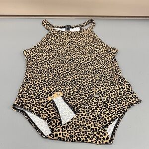 Forever 21 Leopard Print High-Neck Body Suit